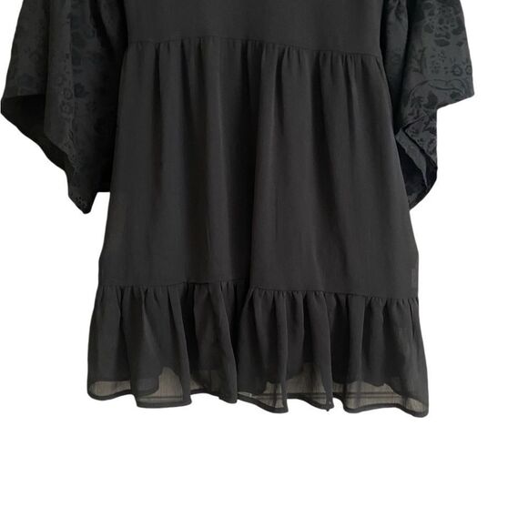 Band of Gypsies Semi- Sheer Black Mini Dress with Flared Boho Sleeves. Small - Picture 4 of 8